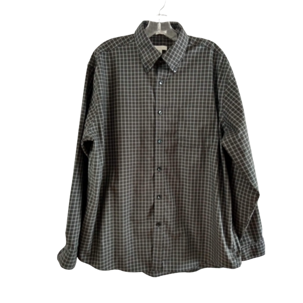 Van Heusen Black & Gray Mens Checked Shirt - Size L